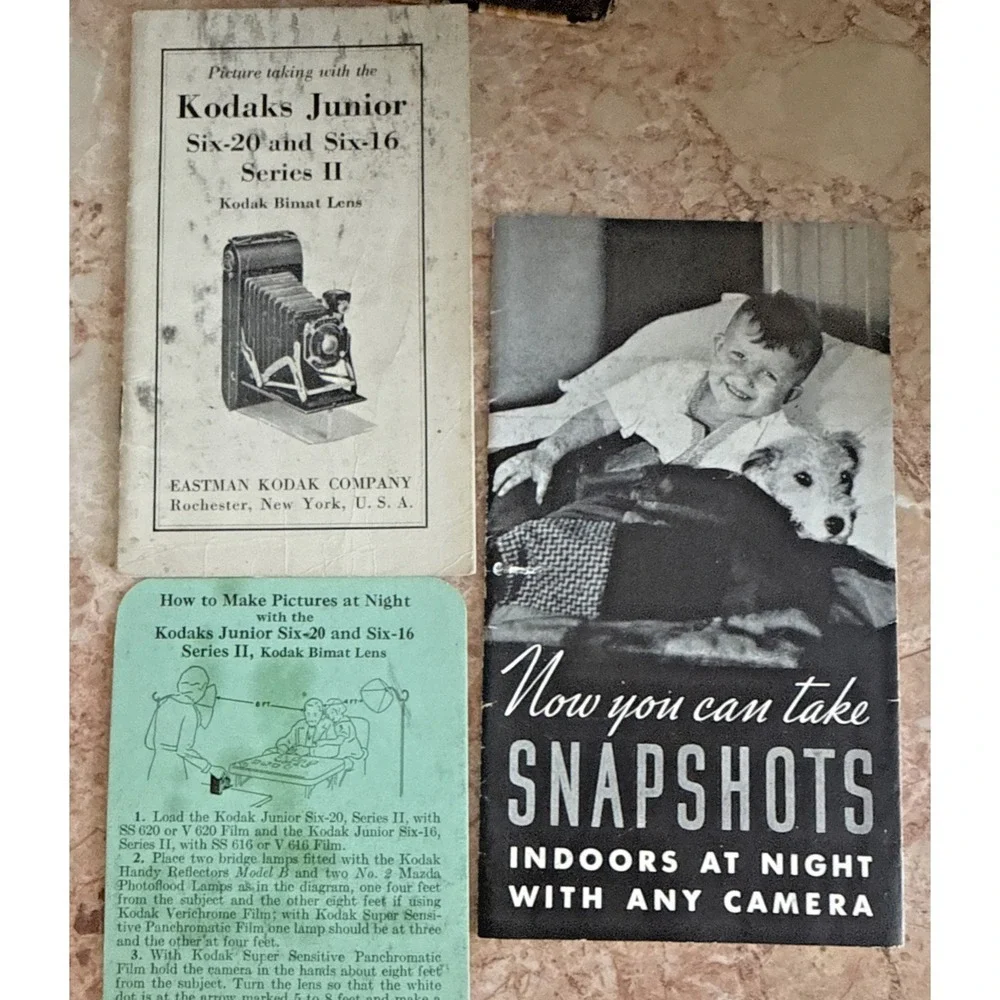 Kodak Junior Six-16 Series II Folding Camera Vintage Bellows with Box Manual